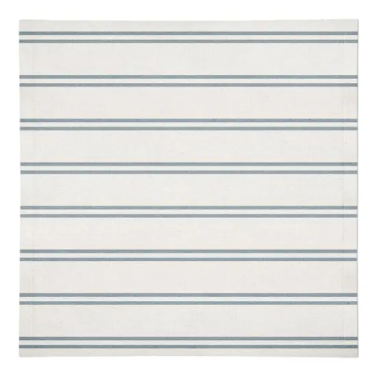 Double Stripe Cotton Twill Napkin Blue/White {1}
