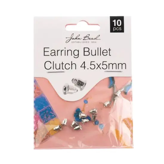 John Bead Must Have Findings 4.5mm x 5mm Earring Bullet Clutches, 10ct. Silver {4}