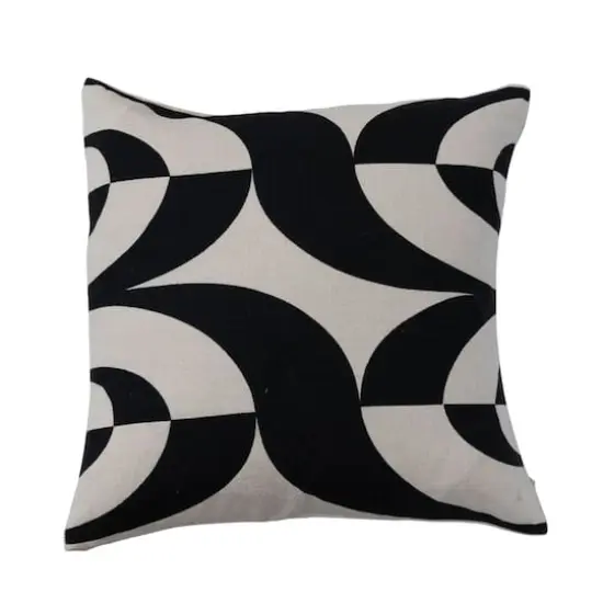 Hello Honey® Black and White Cotton Slub Throw Pillow Cover with Abstract Print {1}