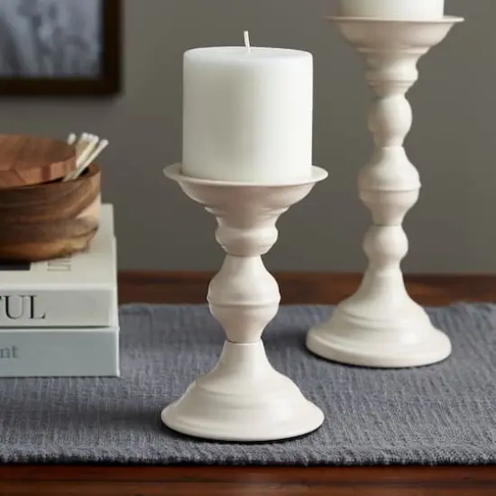 Cream Metal Pillar Candle Holder by Ashland&reg; {3}