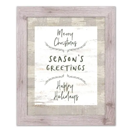 Gray Buffalo Check Holiday Phrases Print in Western White Frame {1}