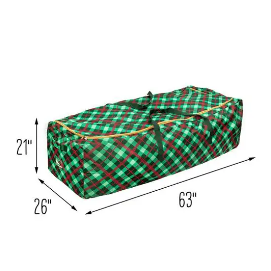 Honey Can Do 63'' Plaid Rolling Tree Storage Bag {6}
