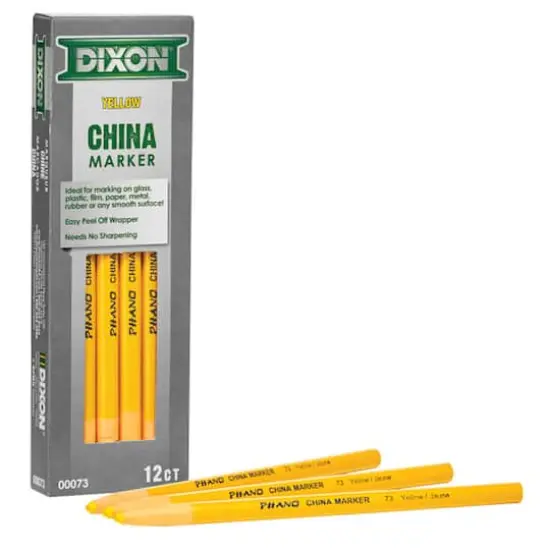 Dixon&reg; Phano China Markers, 2 Packs of 12 Yellow {4}