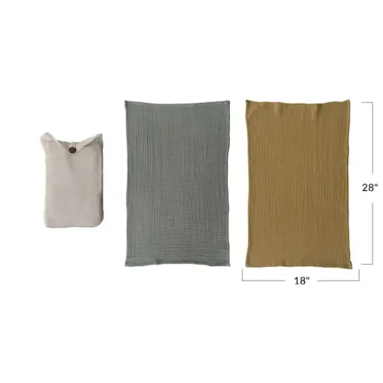 Hello Honey&reg; Cotton Double Cloth Tea Towel Set in Bag Teal and Olive Green {1}