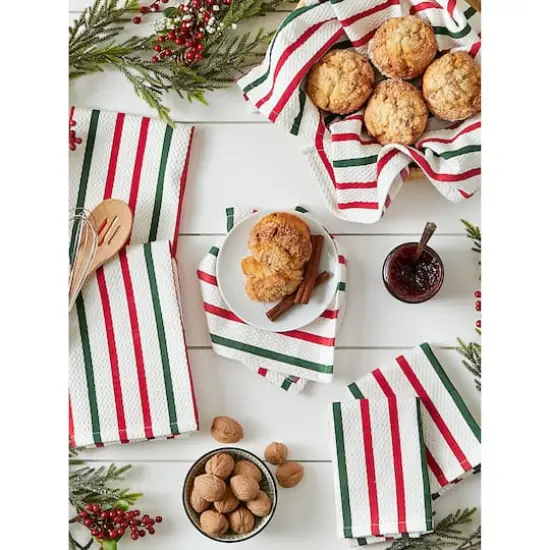 DII&reg; Holiday Stripes Heavyweight Dishtowel & Dishcloth Set {11}