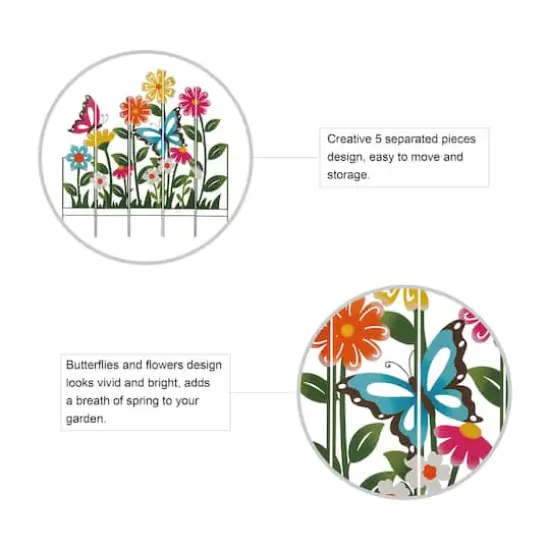 Glitzhome&reg; 3.5ft. 5 Piece Metal Flowers Silhouette Yard Stake {4}