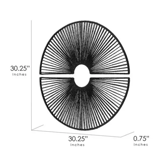 American Art Decor Twin Eclipses 2-Piece Black Paper Rope Wall Art - 30.25" x 30.25" {7}