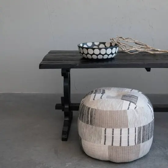 Hello Honey&reg; 24" Handwoven Cotton Patchwork Pouf Ottoman {3}
