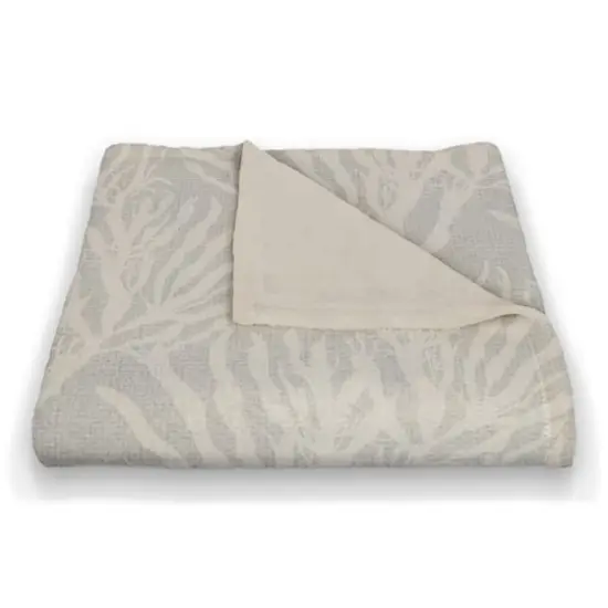 Coral Print Fleece Blanket White/Gray {3}