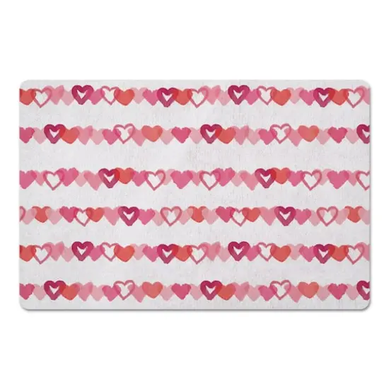 Watercolor Heart Stripes 27" x 18" Floor Mat {1}