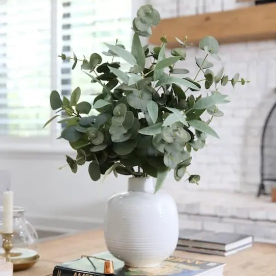 24" Artificial Green Eucalyptus Leaves Arrangement with Ceramic Planter {4}