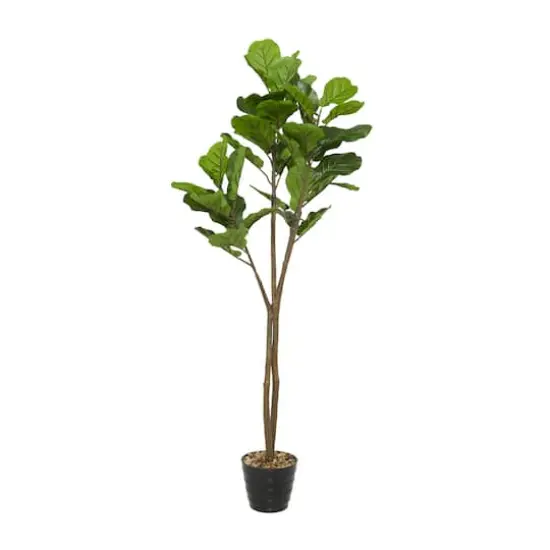 63" Black Vinyl Contemporary Potted Artificial Tree {3}