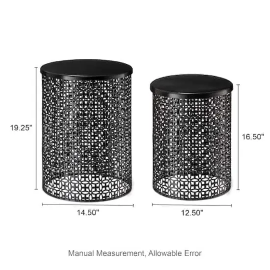 Glitzhome&reg; Multi-Functional Metal Accent Table Set Black {9}