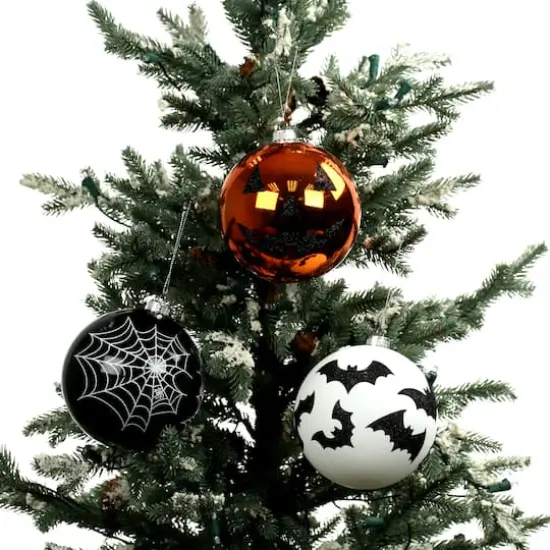 4.75" Orange, Black & White Plastic Ball Ornament Set by Ashland&reg; {4}