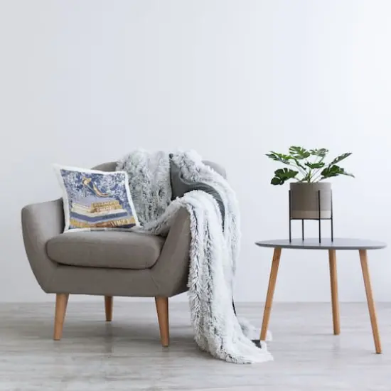 Stupell Industries Designer Glitz Heel on Books Fashion Glam Blue Throw Pillow 18" x 18" {3}