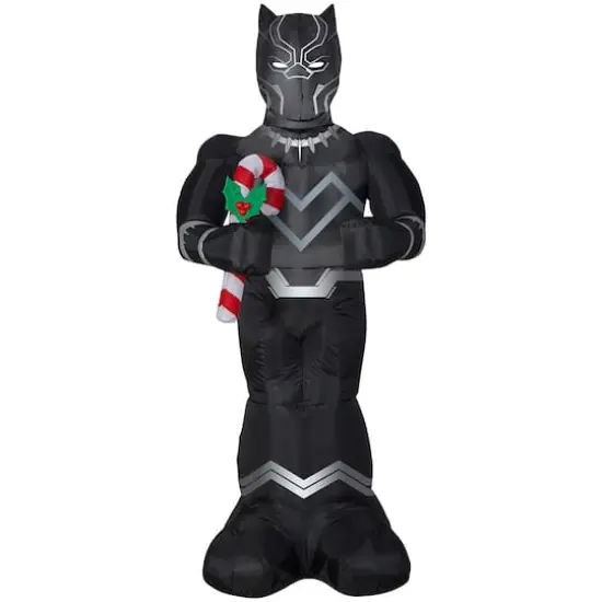 5ft. Airblown&reg; Inflatable Christmas Black Panther with Candy Cane {1}