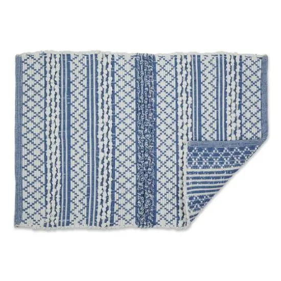 DII&reg; Stonewash Blue & White Hand-Loomed Paper Chindi Rug, 2ft. x 3ft. {3}