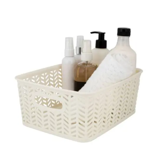 Simplify Small&nbsp;Herringbone Storage Basket, 3ct. Ivory {5}
