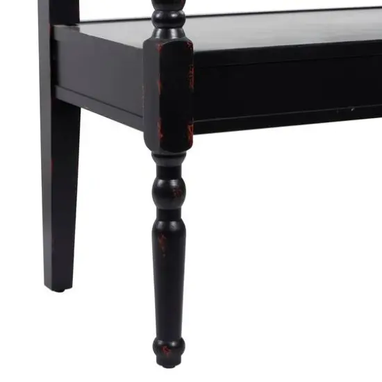 Dark Mahogany Wooden Farmhouse Indoor Bench {4}