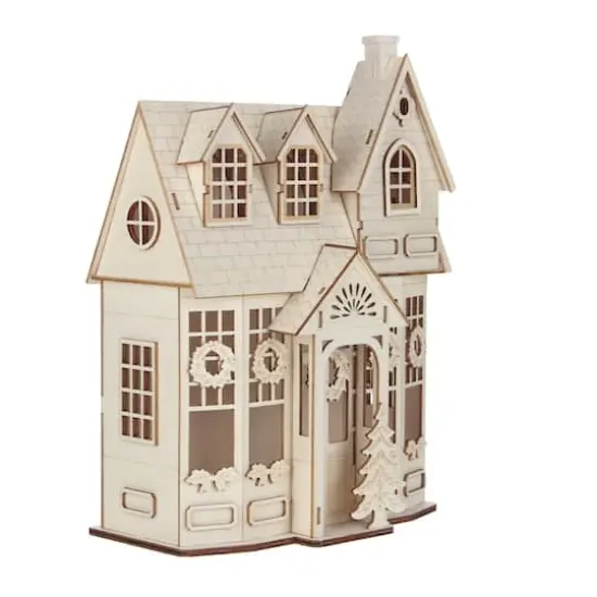 12.25" Unfinished Village House DIY LED Wood D&eacute;cor by Make Market&reg; {5}