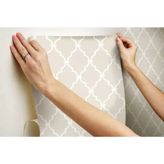 RoomMates Modern Trellis Peel & Stick Wallpaper Beige {10}