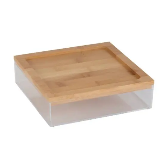 Simplify Bamboo Lid Square Clear Organizer Multi {2}