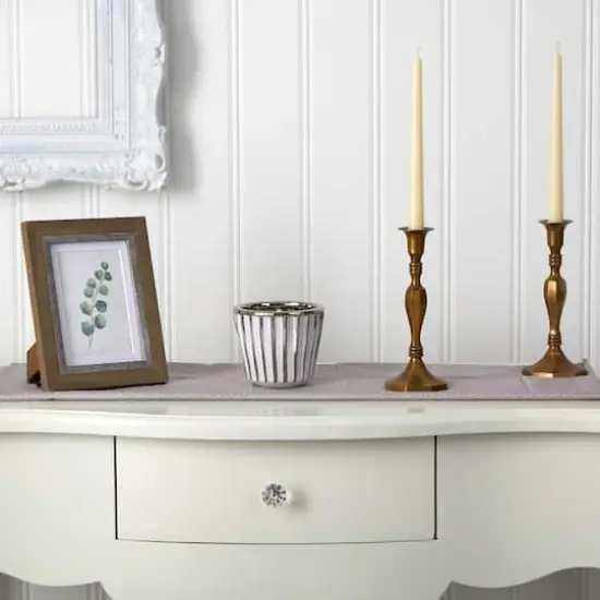 4.5" Ceramic White Vase with Silver Burnishing {4}