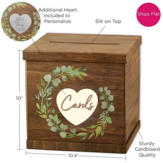 Kate Aspen Rustic Brown Wood Card Box {8}