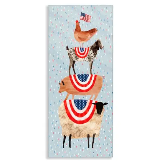 Stupell Industries Americana Stacked Farm Animals Watercolor Chicken Goat Pig and Sheep Canvas Wall Art {1}