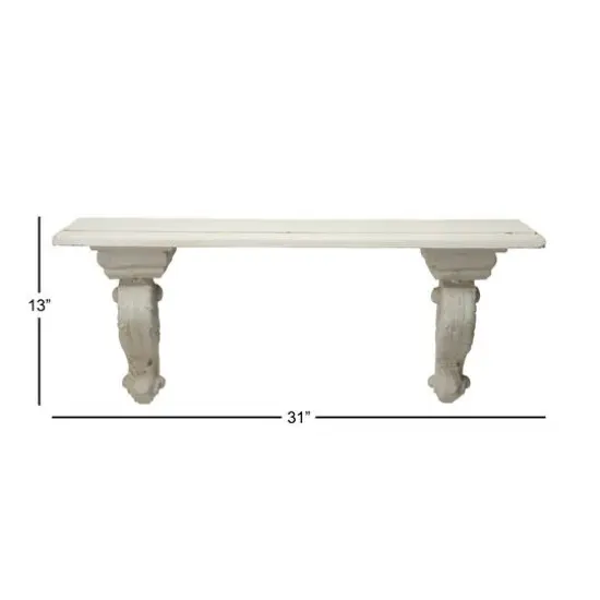 32" White Wood Farmhouse Wall Shelf {7}