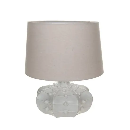 Hello Honey&reg; 18.5" White Stoneware Hobnail Fluted Table Lamp with Linen Shade & Inline Switch {3}
