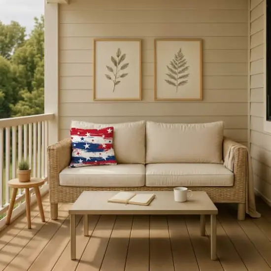 18" Distressed Stars & Stripes Indoor Outdoor Pillow {3}