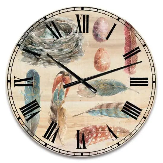 Designart 'Feathers Cottage Family Farmhouse Wall Clock {1}
