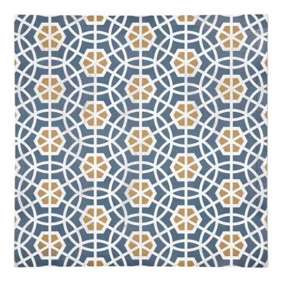 Blue and Yellow Circle Hex 10" x 10" Cotton Twill Napkin {1}