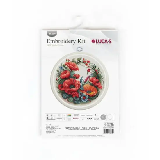 Luca-S Composition with Poppies Counted Cross Stitch Kit with Display Hoop {10}