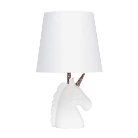 Simple Designs 15.5" Unicorn Table Lamp White/Rainbow Glitter {1}