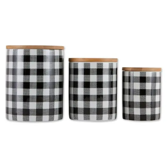 DII&reg; Buffalo Check Ceramic Canister Set Black and White {1}