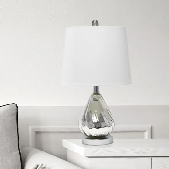 Lalia Home 20.5" Kissy Pear Table Lamp with Fabric Shade Chrome and White {5}