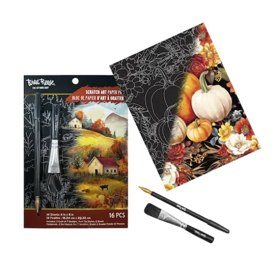 Brea Reese&trade; 6" x 8" Pumpkin Botanicals Scratch Art Paper Pad {4}