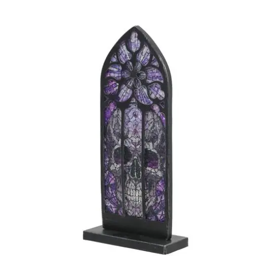 10.5" Metal & Stained Glass Skull Arch Tabletop D&eacute;cor by Ashland&reg; {3}