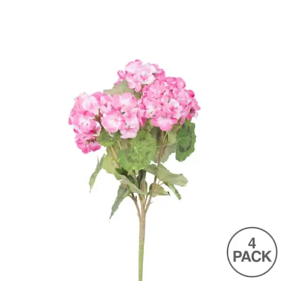 18" Artificial Light Pink Geranium Bush, 4ct. {5}