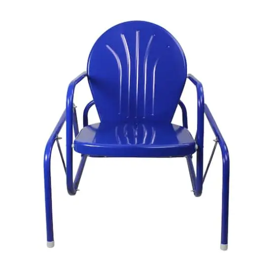 Outdoor Retro Metal Tulip Glider Patio Chair Blue {1}