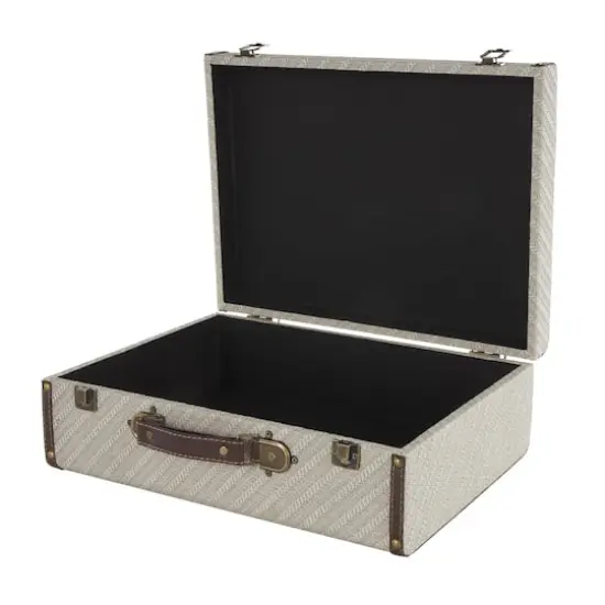 Taupe & Brown Vintage-Style Studded Woven Decorative Trunk Set {10}