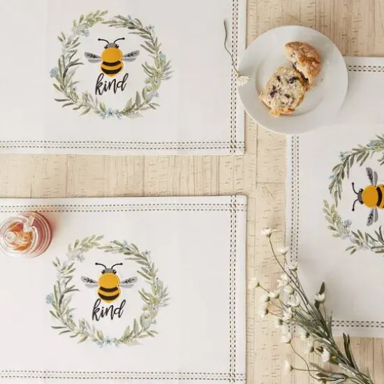 DII&reg; Bee Kind Reversible Embellished Placemats, 6ct.  {6}