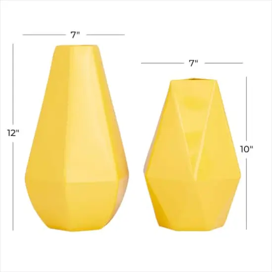 CosmoLiving by Cosmopolitan Yellow Iron Contemporary Vase, 12" x 10" {8}