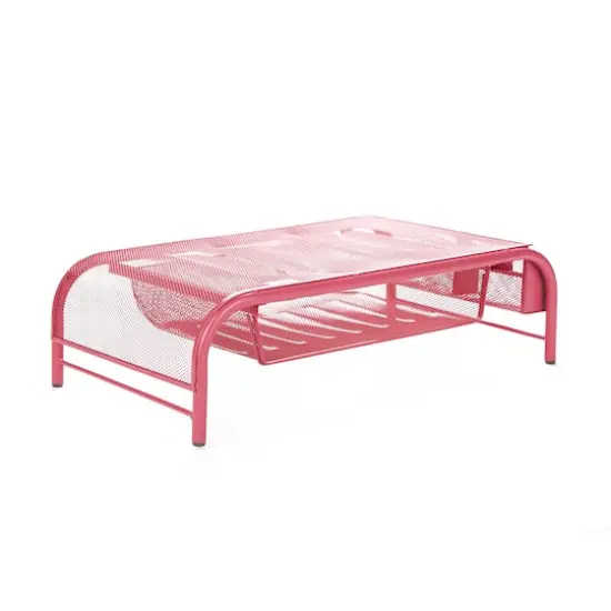 Mind Reader Metal Mesh Monitor Stand & Desk Organizer Pink {1}