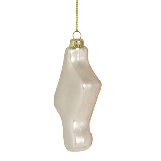 Gold & White Eighth Note Music Symbol Glass Ornament {7}