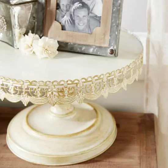 16" White Iron Farmhouse Cake Stand {4}