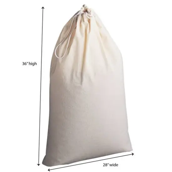 Household Essentials 36" Cotton Drawstring Laundry Bag Brown {3}