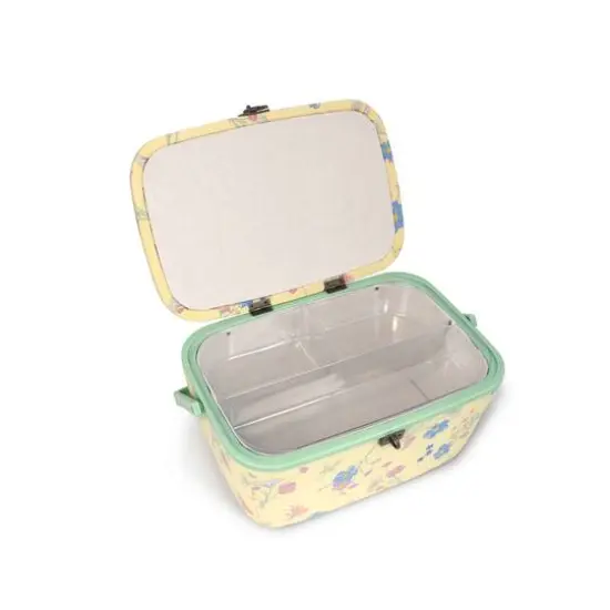 Dritz&reg; Large Yellow Floral Oval Sewing Basket {4}